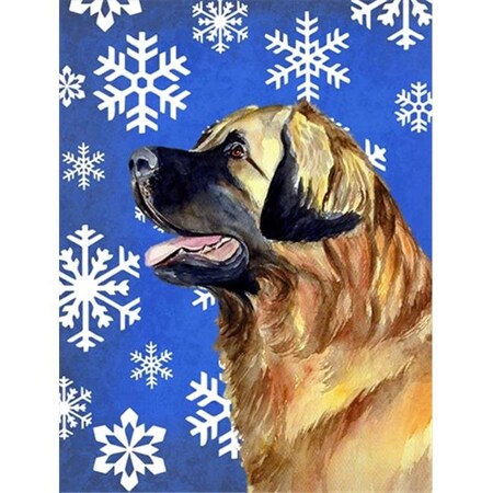 Patioplus 11 x 15 In. Leonberger Winter Snowflakes Holiday Flag; Garden Size PA247187